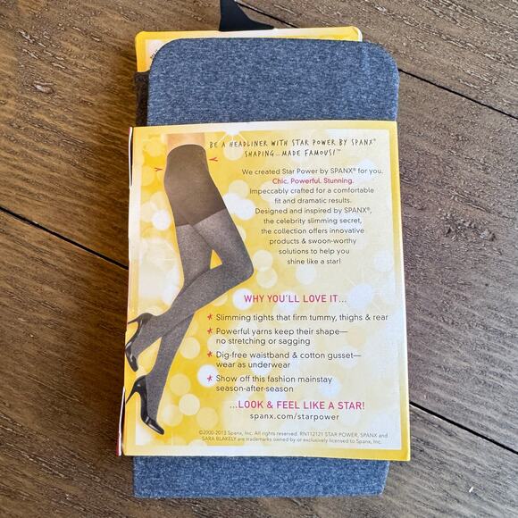 Spanx Women's Size A Heathered Gray Star Power Shaping Tights NEW 95-125lbs - Picture 4 of 7